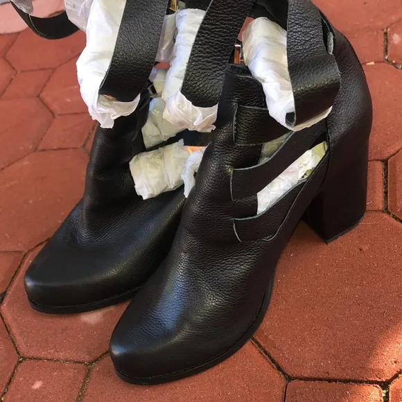 NEW  YES Goth  leather block buckle knee high boots shoes  11