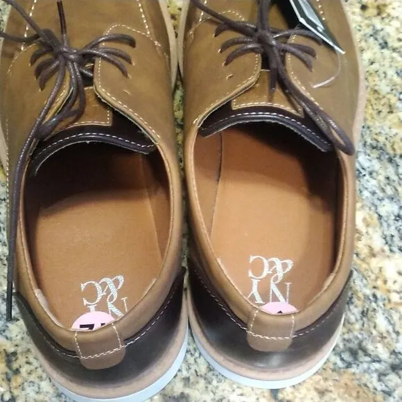 New York &amp; Company Men's Casual Lace Up Leather Shoes Brown Size 12 NWT