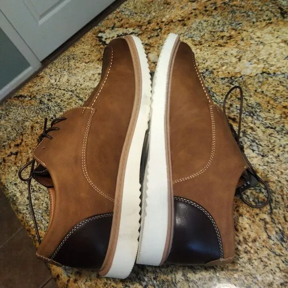 New York &amp; Company Men's Casual Lace Up Leather Shoes Brown Size 12 NWT