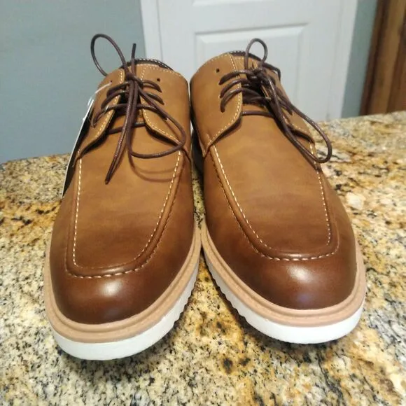 New York &amp; Company Men's Casual Lace Up Leather Shoes Brown Size 12 NWT
