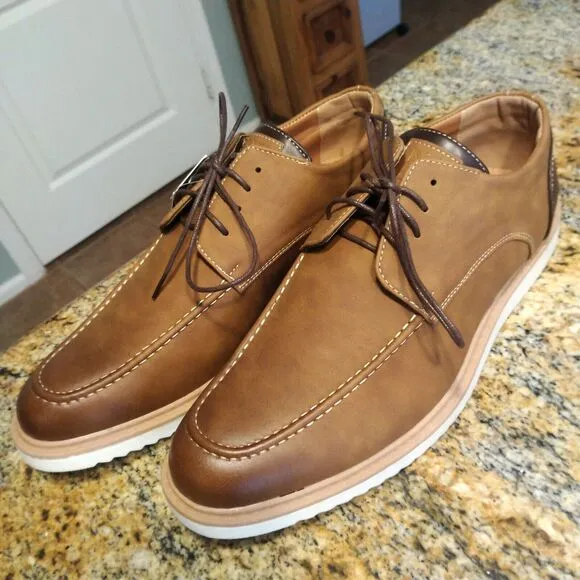 New York &amp; Company Men's Casual Lace Up Leather Shoes Brown Size 12 NWT