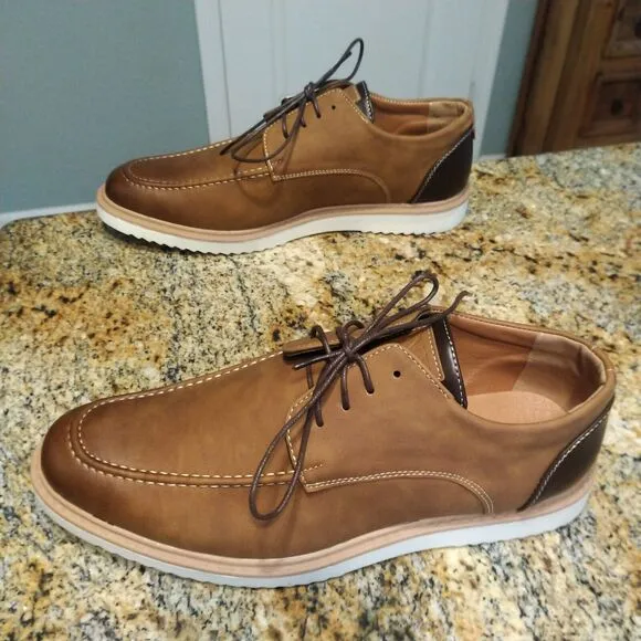 New York &amp; Company Men's Casual Lace Up Leather Shoes Brown Size 12 NWT