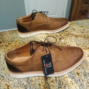 New York &amp; Company Men's Casual Lace Up Leather Shoes Brown Size 12 NWT