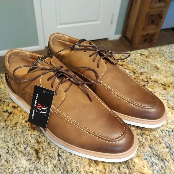 New York &amp; Company Men's Casual Lace Up Leather Shoes Brown Size 12 NWT