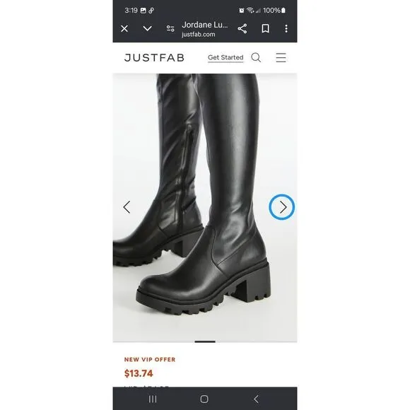 New 9.5E Extra Wide JustFab Black Jordane Platform Lug Sole Over the Knee Boots