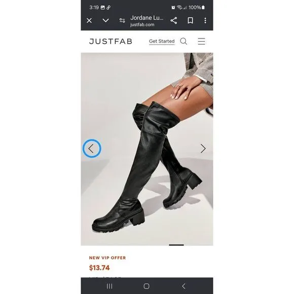 New 9.5E Extra Wide JustFab Black Jordane Platform Lug Sole Over the Knee Boots