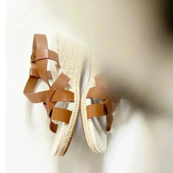 NEW Cole Haan Crystal Leather Espadrille Wedge Sandals size 9.5