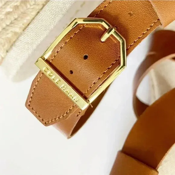 NEW Cole Haan Crystal Leather Espadrille Wedge Sandals size 9.5