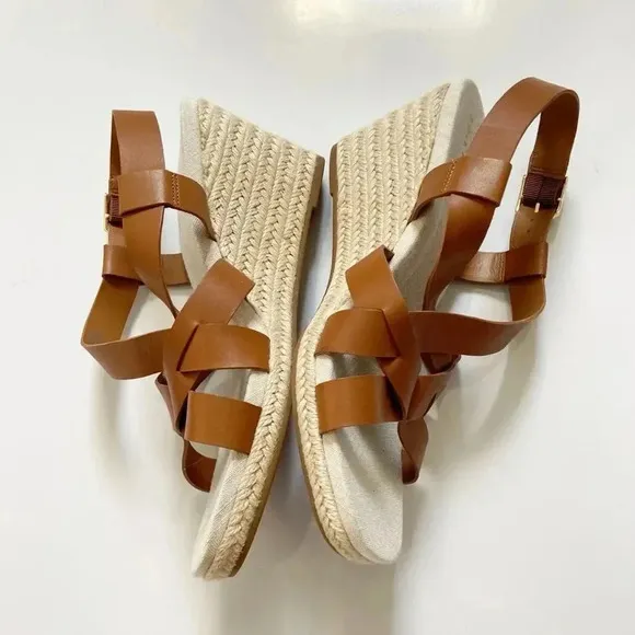 NEW Cole Haan Crystal Leather Espadrille Wedge Sandals size 9.5