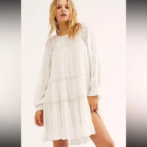 NEW FREE PEOPLE PIECE OF YOUR HEART TUNIC DRESS IVORY