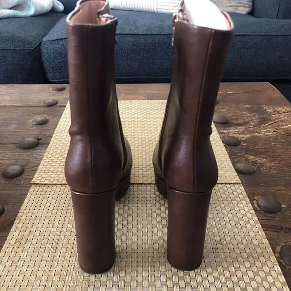 New York &amp; Company Raylan Platform Ankle Boots Chocolate Size 8.5