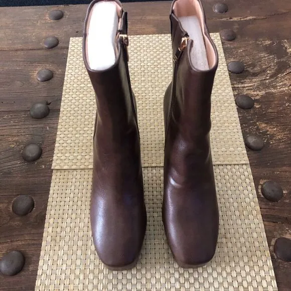 New York &amp; Company Raylan Platform Ankle Boots Chocolate Size 8.5