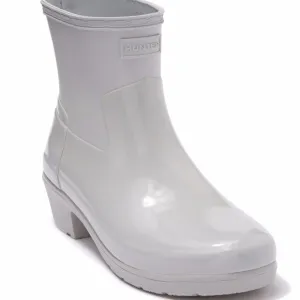 NIB $145 Hunter Refined Low Heel Biker Rain Boot in Gray!