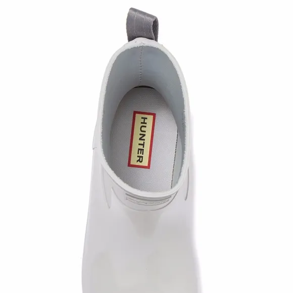 NIB $145 Hunter Refined Low Heel Biker Rain Boot in Gray!