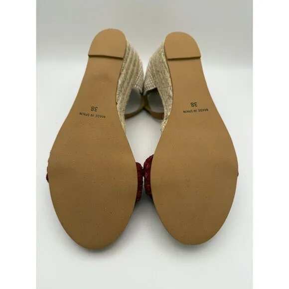 NIB Cordani Elias Braided Wedge Espadrille Suede Sandals in Berry Red Size 7.5