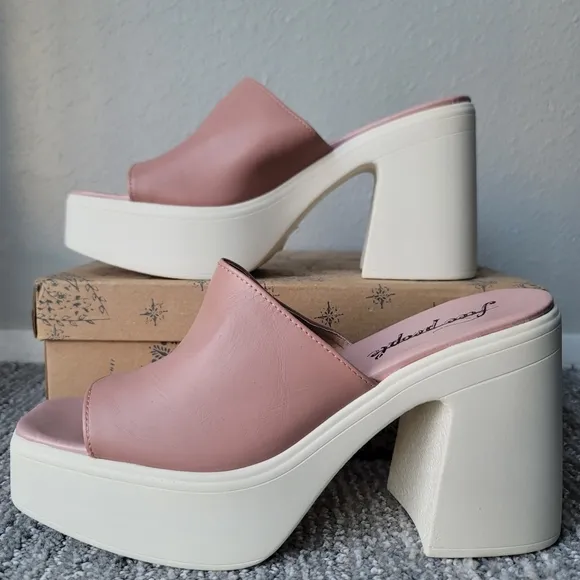 NIB Free People Zoe Platform Slide Sandal, Size 41 EU/11 US, Color Dusty Pink