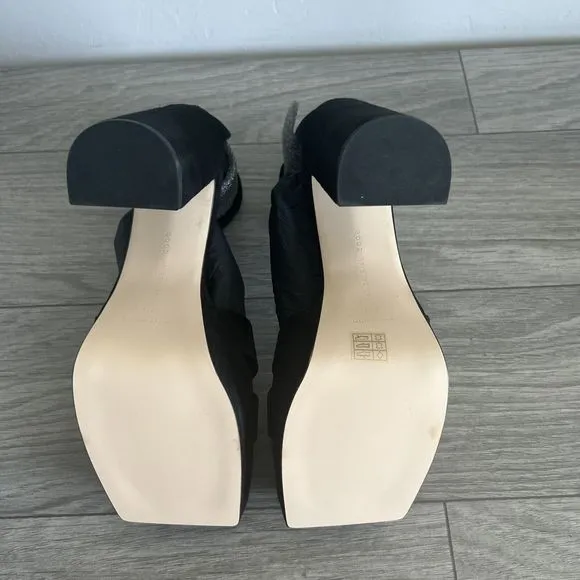 NIB Good American Black Suede Platform Sandals Size 9.5