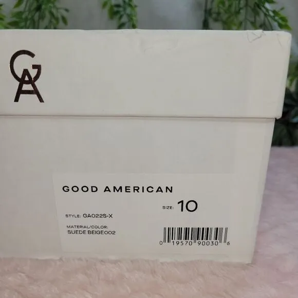 NIB Good American Shoes Good American Standout Square Toe Suede Beige