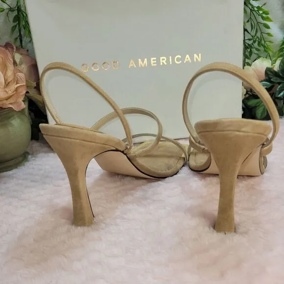 NIB Good American Shoes Good American Standout Square Toe Suede Beige