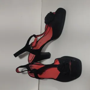 NIB Pas De Rouge Reva C966 Black Suede Peep toe Slingbacks EU 40.5 US shoes 10.5