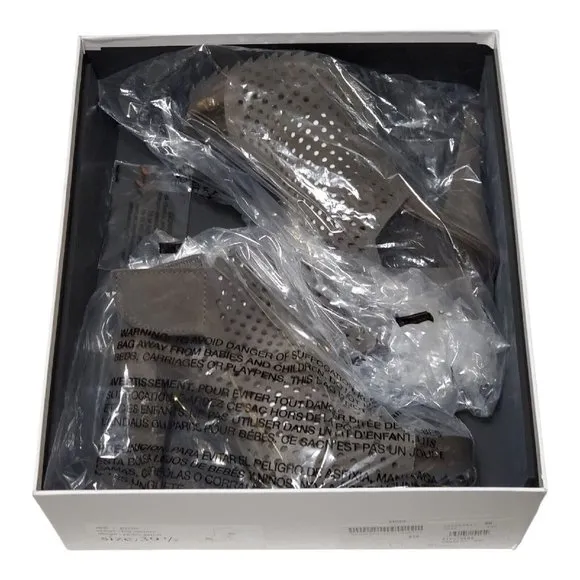 NIB PEDRO GARCIA Persis Perforated Sandals Peep Toe Gray Suede Stiletto Sz 39.5