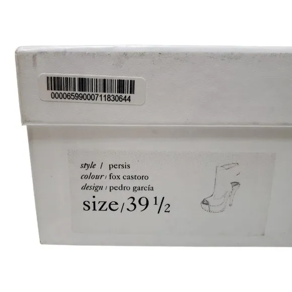 NIB PEDRO GARCIA Persis Perforated Sandals Peep Toe Gray Suede Stiletto Sz 39.5