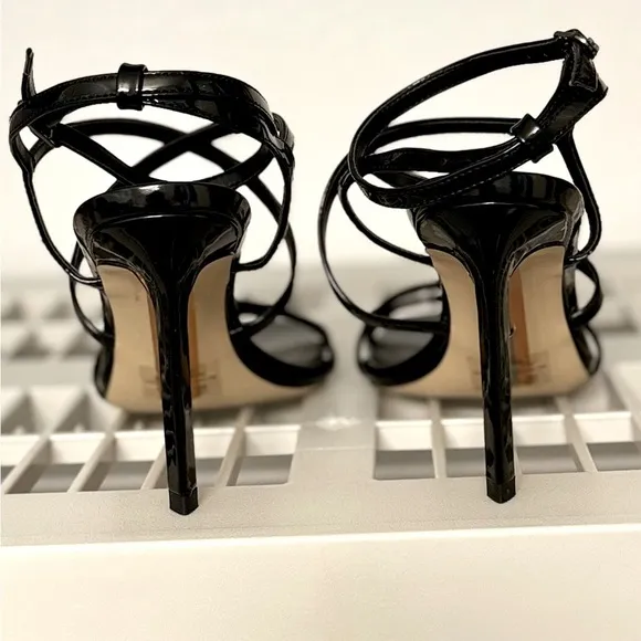 NIB Sam Edelman Delanie Black Patent Strappy Stiletto Heels