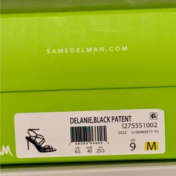 NIB Sam Edelman Delanie Black Patent Strappy Stiletto Heels