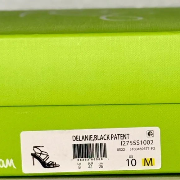 NIB Sam Edelman Delanie Black Patent Strappy Stiletto Heels