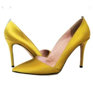 NIB SJP by Sarah Jessica Parker Rampling Satin Pumps Rish Gold EU 38.5 US8 100mm