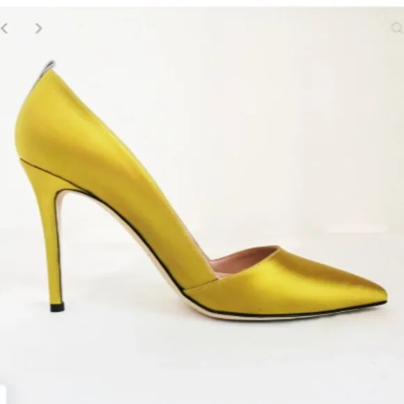 NIB SJP by Sarah Jessica Parker Rampling Satin Pumps Rish Gold EU 38.5 US8 100mm