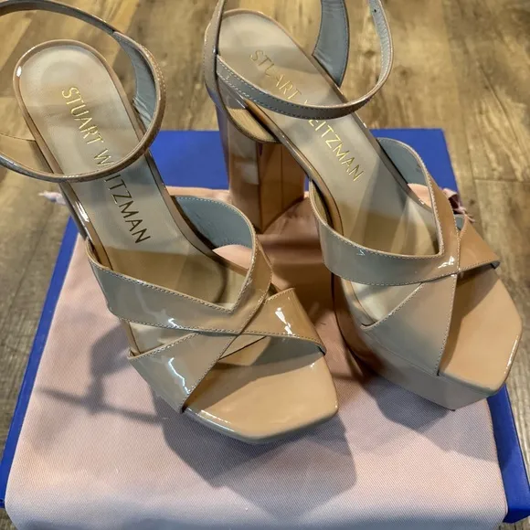NIB STUART WEITZMAN Miami Patent Leather Platform Sandals