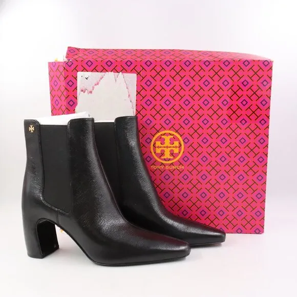 NIB Tory Burch Square Toe Banana Chelsea Boots (80mm) in Perfect Black US 8.5