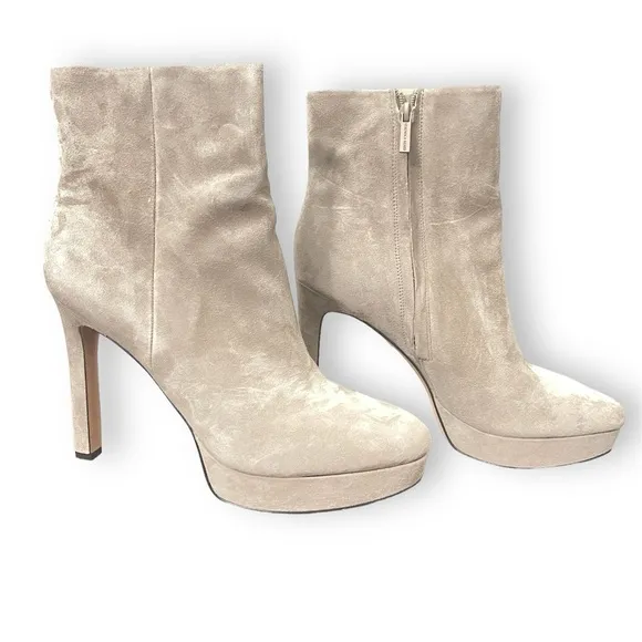 NIB Veronica Beard DALI Bootie in Taupe Suede Platform Heeled Boots in Sz 10.5