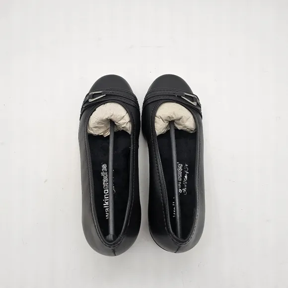 NIB Walking Cradle Flynn Black Leather Slip On Ballet Flats Shoes Size 5