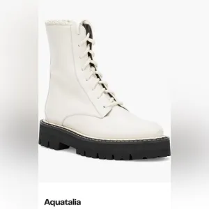 NIB wmns Aquatalia Sadie off white leather platform combat boots size 8