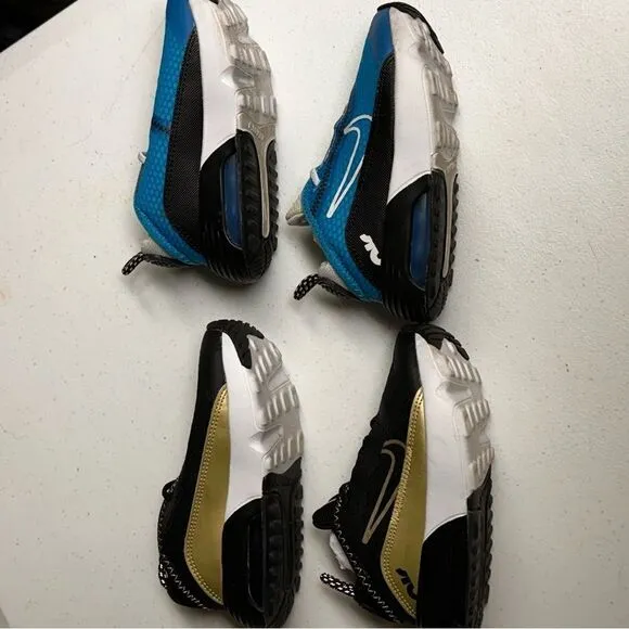 Nike 2090 Kids boys shoes size 8C 8 C back metallic gold blue