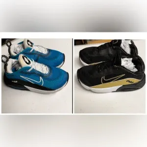 Nike 2090 Kids boys shoes size 8C 8 C back metallic gold blue