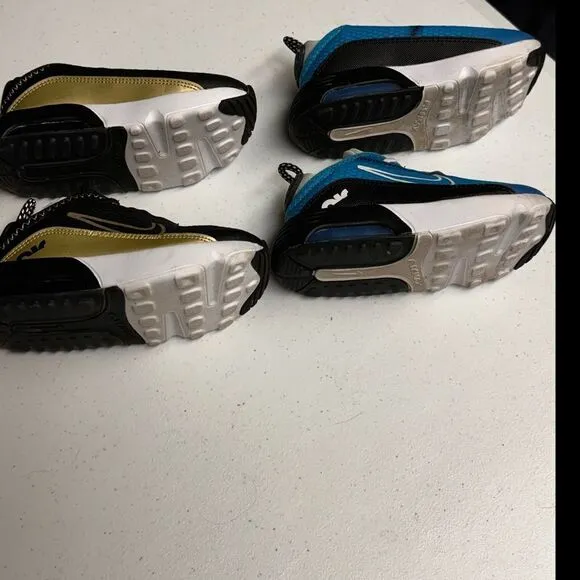 Nike 2090 Kids boys shoes size 8C 8 C back metallic gold blue