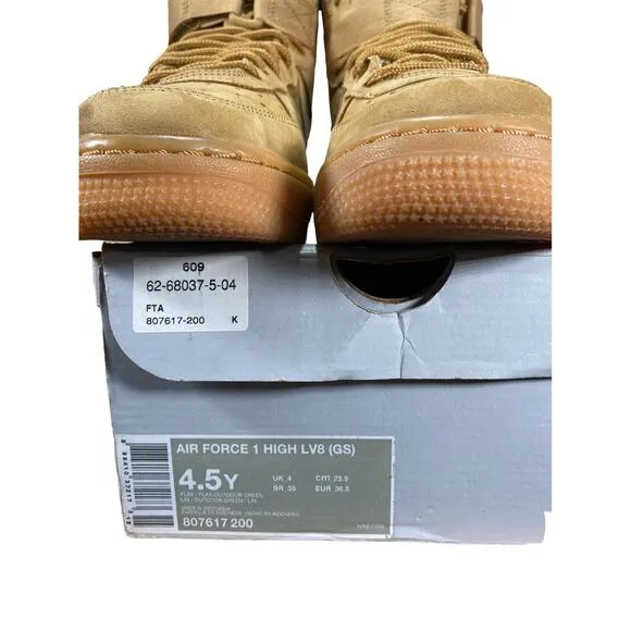 Nike Air Force 1 high LV8 #807617-200 Flax Wheat Size 4.5Y Lace Up Sneakers