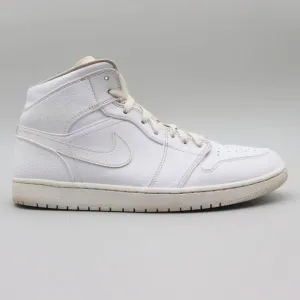 Nike Air‎ Jordan 1 Mid Mens Size 12.5 US White Leather Shoes Sneakers 554724-130