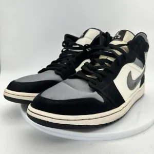Nike Air Jordan 1 Retro Mid Men Size 12 852542-011 Satin Grey Toe Black  Shoes