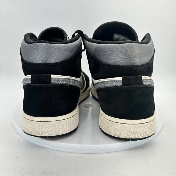 Nike Air Jordan 1 Retro Mid Men Size 12 852542-011 Satin Grey Toe Black  Shoes