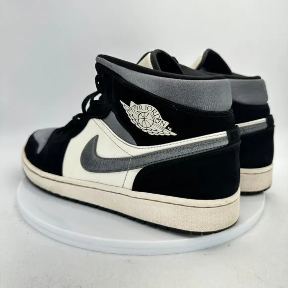 Nike Air Jordan 1 Retro Mid Men Size 12 852542-011 Satin Grey Toe Black  Shoes