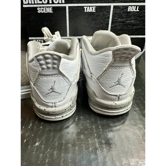 Nike Air Jordan 4 IV Retro TD White Oreo BQ7670-100 Size 6C Basketball Shoes