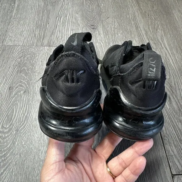 Nike Air Max 270 Boys Size 2.5Y Black Athletic Running Shoes Sneakers AO2372-006