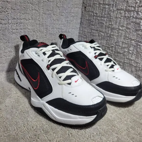 Nike Air Monarch IV Men's Size 10 US White Black Leather Casual Shoes 415445-101