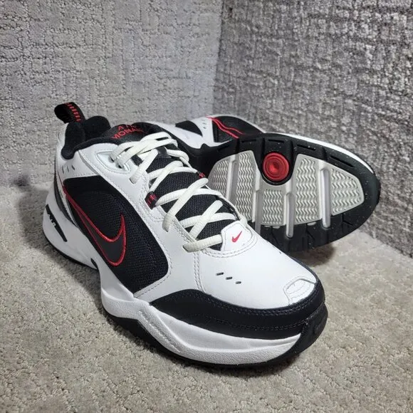 Nike Air Monarch IV Men's Size 10 US White Black Leather Casual Shoes 415445-101