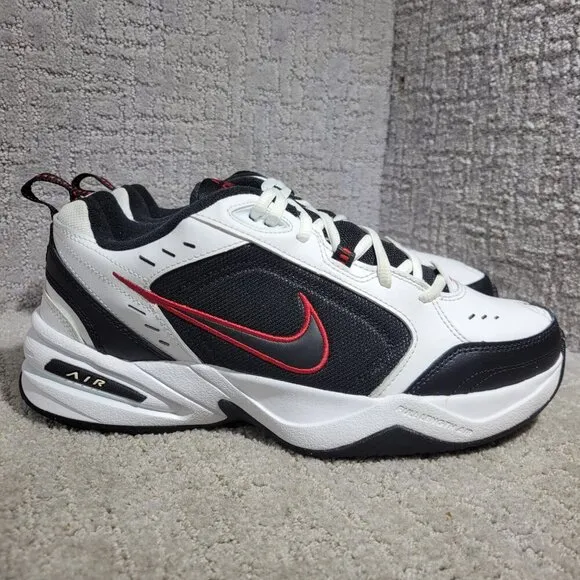 Nike Air Monarch IV Men's Size 10 US White Black Leather Casual Shoes 415445-101