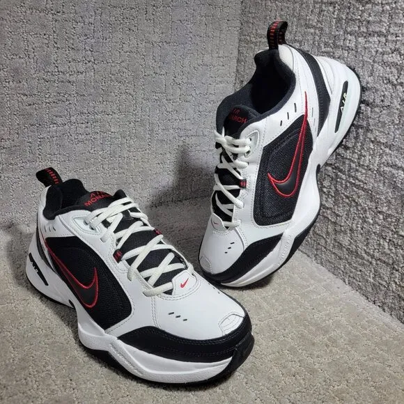 Nike Air Monarch IV Men's Size 10 US White Black Leather Casual Shoes 415445-101